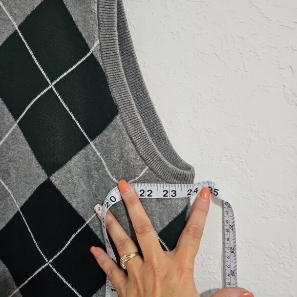 Chaps Sweater Vest Mens Size XL Gray Argyle V Neck Golf Preppy Academia - Picture 5 of 7